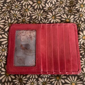 HOBO bright pink Euro slide credit card wallet